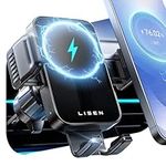 LISEN Wireless Car Charger 15W Support Cellulaire Car Phone Holder Mount Charger Air Vent Samsung Wireless Charger for Samsung Galaxy S25/S24/S23/S22,for iPhone 17/Air/16/15Pro Max, Deep Black