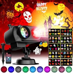 Halloween Projector Lights Christmas Outdoor Decor, 10HD Slides & 10 Colors Ocean Wave Holiday Projector Light with Remote Control, 2-in-1 Waterproof Halloween Projector Lights for Ghost Party Holiday