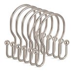 24 Pack Double Shower Curtain Hooks Rings, TENOVEL Double Sided Shower Curtain Hooks Rust Proof for Shower Curtain, Stainless Steel Bathroom Shower Hangers Rings for Shower Rods-Brushed Nickel