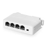 4 Port PoE Extender, 1 PoE in 3 PoE Out, IEEE802.3af/at PoE Powered Passthrough Switch, 100Mbps Ethernet, din-Rail & Wall Mount