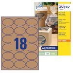 Avery L7103-20 Self-Adhesive Brown Kraft Oval Labels, 18 Labels Per A4 Sheet