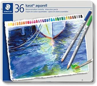 STAEDTLER 125 M36 Karat Aquarell Watercolour Colouring Pencil - Assorted Colours (Tin of 36 Pencils)