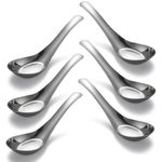 Soup Spoons Stainless Steel Dinner Spoons Set of 6 Chinese Soup Spoon Mirror Polished Asian Soup Spoons for Bouillon Dessert Cereal Thai Miso Ramen