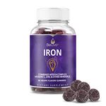 Iron Gummies Supplement with Vitamin C, A, Vitamins B Complex, Folate, Multivitamins for Women, Kids & Adults - Supports Energy, No After Taste, Vegan Supplements - Grape Flavor (60 Ct)