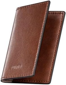 VULKIT Leather Business Card Holder 2 Sided Slim Business Name Card Organizer for Men or Women, Up to hold 20 cards(Vintage Brown)