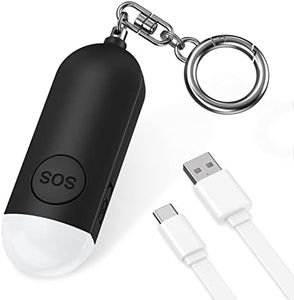 OQIMAX Personal Alarm, 130 dB Siren, Strobe LED Flash Light Signal Pocket Alarm Keychain, USB Rechargeable Alarm Keychain, Shrink Alarm for Women Children Seniors, Black