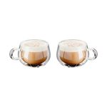 Judge Double Walled Glass Cappuccino Coffee Handled Cups, Set of 2, 225ml - Vacuum Insulated, Handcrafted Artisan - Strong, Heat Resistant