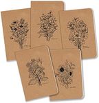 Field Journal/Pocket Notebook by Bright Day - 3.5" x 5.5" Lined Memo Book - Flower Collection Pack of 5