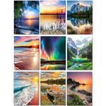 9 Pack Landscape Diamond Painting Kits for Adults-Scenery Diamond Art Kits for Adults,Beach Lake Gem Art Kits for Adults for Gift Home Wall Decor(9 Pack,12x16inch)