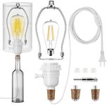 Make a Lamp or Rewire Kit,DIY Bottle Lamp Wiring Kit Includes 3-Way Light Socket,Electric Cord,Glass Drill Bit,Bottle Corks and Nipples Nuts,Essential Hardware Set for Bottle Lamp Design or Repair