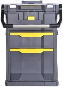 Stanley 2-in-1 Rolling Workshop (53 x 75.60 x 32 cm, Tool Carrier with Organiser Attachment, Drawer, Two Large Compartments, Telescopic Handle, Made of Durable Plastic) STST1-79231