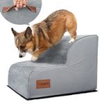 Dog Steps for Bed, 2-Step Ladder for Small Dogs & Cats, High Density Foam Pet Stairs for Couch, Pet Steps for Older Dogs/Cats with Joint Pain, Dog Ramp Stairs for Bed/Couch