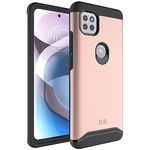 TUDIA DualShield Designed for Motorola Moto One 5G/5G UW Ace Case, [Merge] Shockproof Military Grade Dual Layer Slim Hard PC Soft TPU Protective Case [NOT Compatible with Moto One 5G] (Rose Gold)