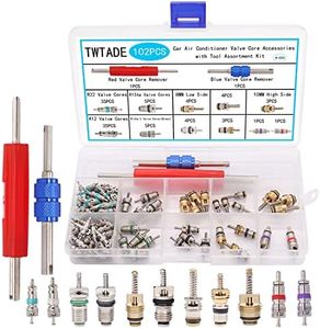 TWTADE 102PCS Car Air Conditioner Valve Core Accessories with Remover Tool Assortment Kit R12 R134a Refrigeration Tire Valve Stem Cores Repair Kit H-020