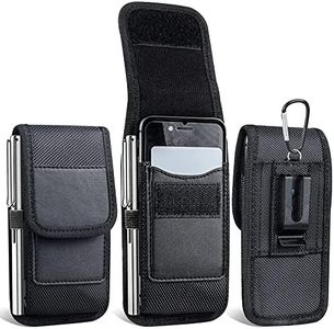 Cell Phone Holster Compatible iPhone 16 15 14 12 Pro 11 Pro Oxford Belt Clip Holster Phone Pouch Card Holder(Black)