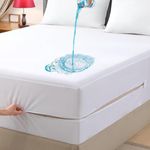 4AS Waterproof Mattress Protector Double – Bed Bug & Dust Mite Proof, 30cm Zippered Encasement Cover (White - 137x190cm)