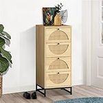 AWQM Natural Rattan Cabinet with 4 