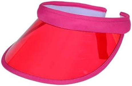 Copbopwn Unisex Retro 80s Neon Sun Visor Hat Plastic Visors Pub Golf Visor Fancy Dress Sports Visor Retro Sun Hat for Women Men Outdoor, Pink-red, One Size