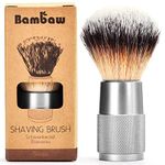 Shaving Brush Vegan | Silver | Women and Men Shaving Brush| Shaving Soap Brush | Vegan Shaving Brush | Synthetic Brush Shaving | Waste Free Shaving Brush | Bambaw