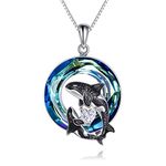 POPLYKE Sterling Silver Crystal Ocean Animal Killer Whale Pendant Necklace for Women Men Birthday jewelry Gifts