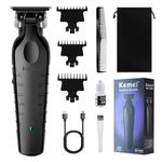 KEMEI Trimmer Professional Cordless Hair Clipper for Men Electric Beard Trimmers Barber Hair Cuttings Kit, Zero Gapped T Blade Trimmers for Men, KM-2299, Black