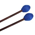 Mr.Power Marimba Mallets Wood Handle Yarn Head with Maple Handle, Bass Percussion instruments Sticks (Soft Yarn Head, Blue)