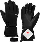 FIORETTO -40℉ Waterproof Winter Thermal Gloves for Kids Men Women Windproof Touch Screen Ski Gloves for Snowboarding Running Cycling Shoveling Outdoor Sports Black M
