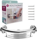 PLUS 2-In-1, Corner Shelf And Grab Bar by HEALTHCRAFT (9.5 inch), ADA Compliant, Bath And Shower Safety Grab Bars, Wall-Mounted, Handicap Grab Bars For Seniors Bathroom in Chrome Polished