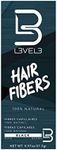 L3 Hair Fibers - Cover Bald Spot or Thinning Hair - Natural Looking Finish - Instant Grey Coverage and Thicker Hair (Black)