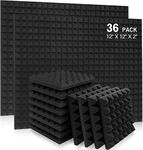 YGM Acoustic Foams® Pyramid Acoustic Panels 12" X 12" X 2", 38 Kg/m³ High Density Premium Grade Studio Noise, Echo Reduction and Absorption, 3D Structure (Charcoal Black) (Set of 36)