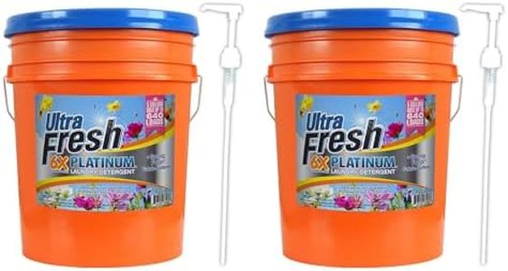Ultra Fresh 6X Platinum 5 Gallon Laundry Detergent Liquid with Spring Fresh Fabric Softener and Pump for All Machine Types, Up to 640 Loads (2 Pack)