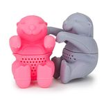 Tea Infuser Gift Set for Loose Leaf Herbal Tea, Cute Otter Silicone Tea Strainer Couple for a Mug or Cup, Tea Steeper Gift Idea for Couples Gifts in a Set of 2, Pink and Grey