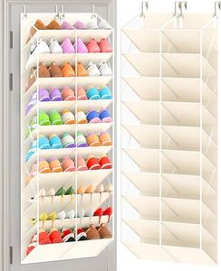 UVIAHOMI 30 Pairs Over the Door Shoe Organizer, Clear Pockets Hanging Shoe Storage for Closet, 10-Tier Door Shoes Rack Storage, Handing Shoes Holder Fit All the Family's Sneakers, Boots, Heels, Beige