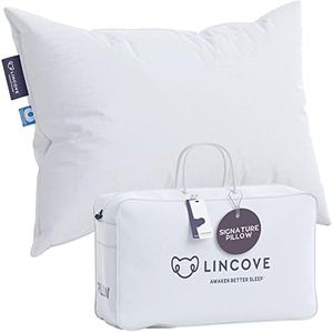 Lincove Signature 100% Natural Canadian White Down Luxury Sleeping Pillow - 800 Fill Power, 500 Thread Count Cotton Shell, Made in Canada, King - Soft, 1 Pack