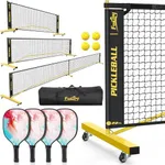 Pickleball Set Net with 4 Paddles, 