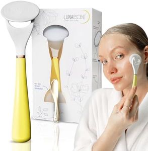 LUNAESCENT Serum Applicator for Face with Spatula, Sun Yellow Reusable Skincare Tool for Serums, Oils, Sunscreen, Makeup, Creams and Medicated Ointments, Cooling and Warming Face Massager Tool