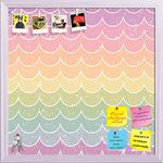 ArtzFolio Wavey | Bulletin Board Notice Pin Board | Vision Soft Board Combo with Thumb Push Pins & Sticky Notes | White Frame | 24 x 24 inch (61 x 61 cms)