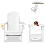 CLOUDEEP Folding Adirondack Chairs, Plastic HDPE Adirondack Chairs with Side Table, Modern Adirondack Chairs Weather Resistant, Widely Used in Patio, Front Porch, Deck, Garden, Fire Pit