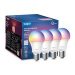 TP-Link Tapo Smart Wi-Fi Light Bulbs, 16M Colors RGBW, Dimmable, Compatible w/Alexa and Google Home, A19, 60W Equivalent, 800LM, 2.4GHz WiFi only, No Hub Required, Tapo L530E(4-Pack)