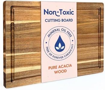 Non Toxic Wood Cutting Board - Conditioned with Natural Beeswax Flaxseed & Lemon Oil - Free of Mineral Oil - Made of FSC Certified Acacia Wood - 16" x 11" Thick Cutting Board by Ziruma