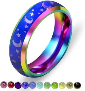 Uloveido Anillo de acero inoxidable de 6 mm, ajuste cómodo, sensible a la temperatura, cambia de color, tono arcoíris, V1/2(64.6mm), Metal no precioso, Sin piedras preciosas