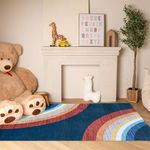 Rug Branch Kids Soft Steps Playtime 4'x6' (Exact Size: 3'11" x 5'10") Rainbow Soft Area Rug, Navy - Boys & Girls in Playroom, Nursery, Bedroom