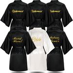 6 Pieces Bridesmaids Robes for Wedding Bridal Robes Matron of Honor Maid of Honor Robe Wedding Robes for Bridal Party Gift, Black ，white, One size