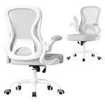 SONGMICS Ergonomic Office Chair, Mesh Swivel Desk Chair with Lumbar Support, Rocking Function, Flip-Up Armrests, for Home Office, Bedroom, Dove Grey OBN042GD03