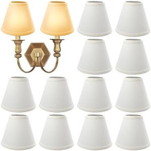 TANEMUDO 12 Pack Small Lamp Shade 3" x 6" x 5" White Barrel Fabric Lampshade Cover Beige Linen for Table Floor Lamp Eyes Protected Appearance