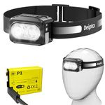 Deipto LED Headlamp Rechargeable, 400 Lumens Head Lamp with 7 Modes for Adults & Kids, Water Resistant White & Red Head Lights for Forehead, Running, Camping, Outdoor (Battery Included)