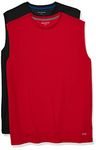 Amazon Essentials Men's 2-Pack Performance Tech Muscle Tank, Black/Red, X-Small