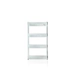 ATTRO Slim Rack 4 Layer Rack Made with Heavy Plastic Material Lightweight, Foldable and Portable Simple Assembly Comes with Movable Wheels Perfect for Kitchens Storage Organizer,Homes,Offices-White