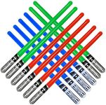 12 Inflatable Light Saber Sword Toys - 4 Green 4 Red and 4 Blue Lightsabers - Party Favor Halloween Costume/Treats Christmas Stocking Stuffer Pool LARP Yoda Sith Jedi