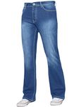 Enzo Mens Bootcut Wide Leg Jeans Stretch Bell Flared Denim Pants All Waist Sizes (30W / 32L, Light Blue)